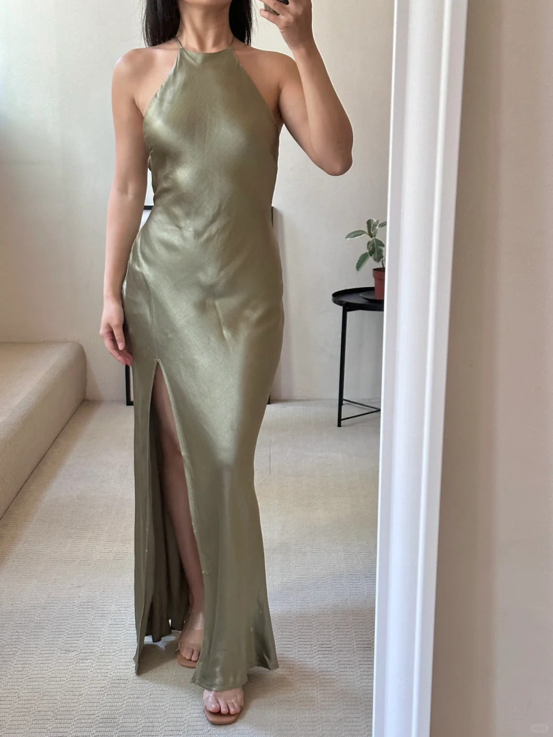 Green Elegant Romantic Fashion Long Satin Bridesmaid Dress Prom Dress Evening Dress Party Dress Graduation Dress Prom Dress Wedding Mother Dress nv4042