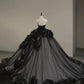 Black gorgeous exquisite floral elegant long tulle ball gown evening dress wedding dress nv3378
