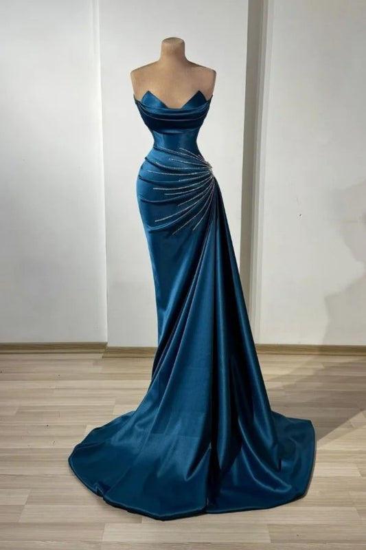 Robe de bal longue bleue NiceVestidos NV6103