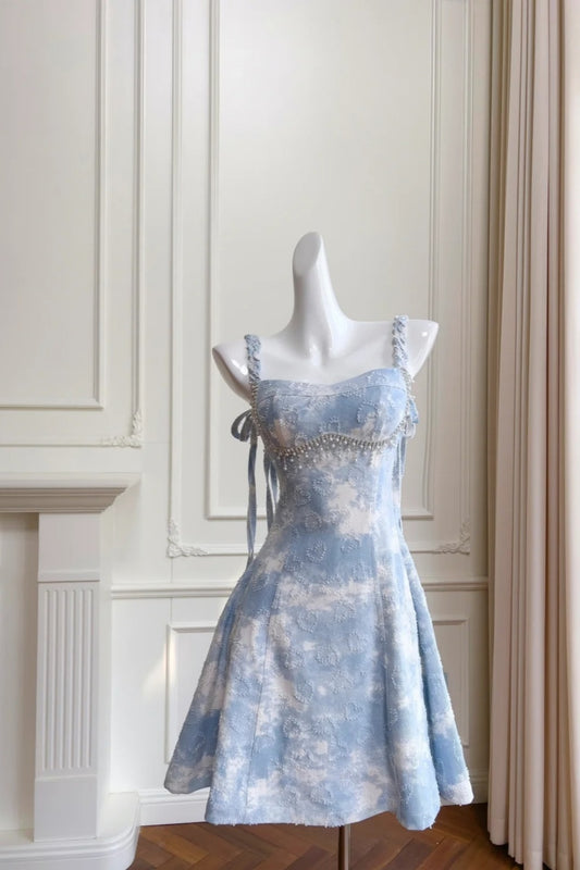 NiceVestidos - Blaues kurzes Partykleid NV6082