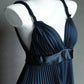 Navy blue short satin fashion pleated homecoming dress birthday dress nv5142