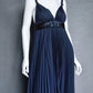 Navy blue short satin fashion pleated homecoming dress birthday dress nv5142