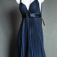 Navy blue short satin fashion pleated homecoming dress birthday dress nv5142