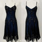 NiceVestidos--Navy Blue Vintage Elegant Exquisite Handmade Beaded Spaghetti Strap Beaded Chiffon Long Ball Gown prom dress Nv5606