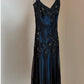 NiceVestidos--Navy Blue Vintage Elegant Exquisite Handmade Beaded Spaghetti Strap Beaded Chiffon Long Ball Gown prom dress Nv5606