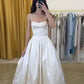 NiceVestidos--Sleeveless White Satin With Lace A line Floor length Wedding Dress NV5782