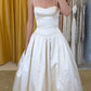 NiceVestidos--Sleeveless White Satin With Lace A line Floor length Wedding Dress NV5782