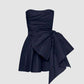 Navy blue off-the-shoulder fashionable short satin homecoming dress birthday party dress nv5279