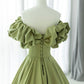 Grünes langes Ballkleid aus Satin in A-Linie, nv2164