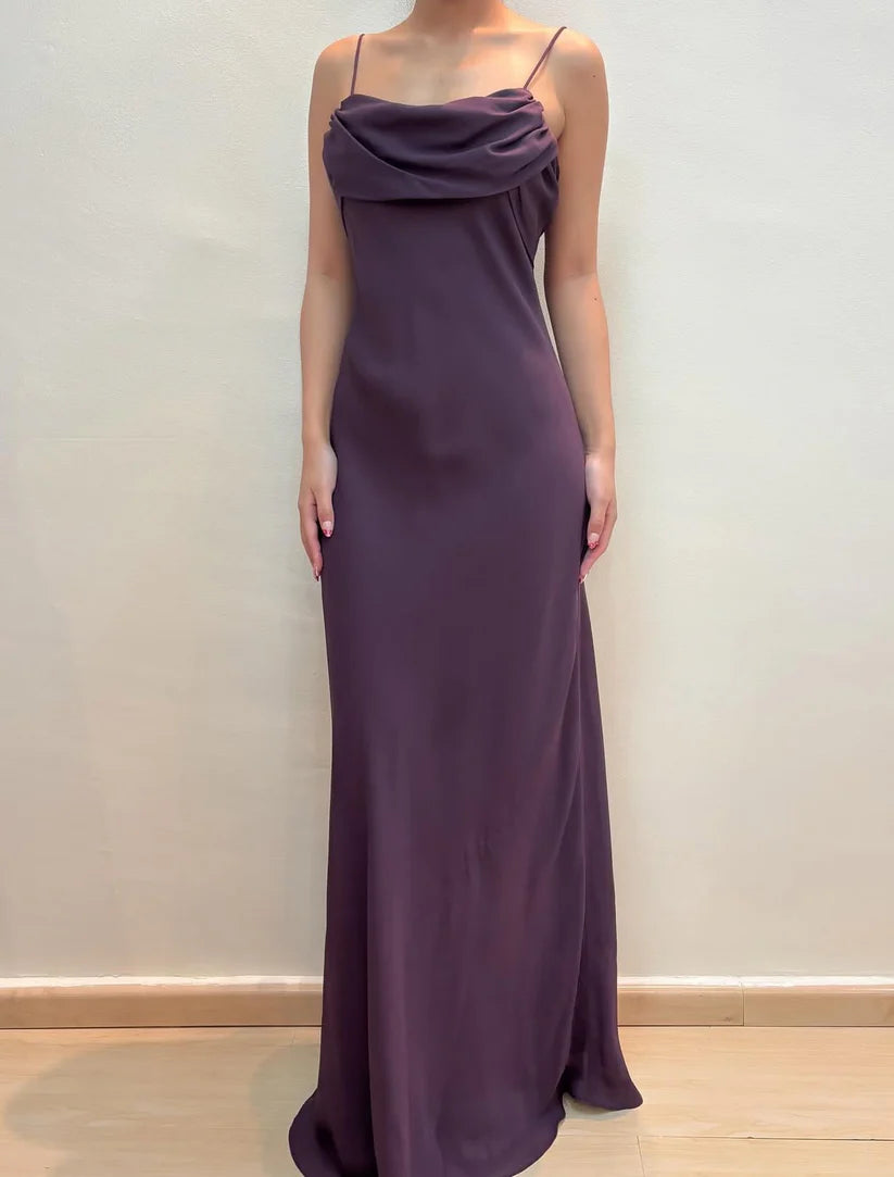 NiceVestidos -- Ärmelloses, bodenlanges Abendkleid aus lila/olivgrünem Chiffon im Feenstil NV5776