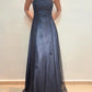 NiceVestidos--Dark blue/dark grey floral exquisite beaded long tulle prom gown fairy dress NV5777