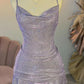 NiceVestidos--Purple Sparkling Short Satin Homecoming Dress NV5689