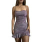 NiceVestidos--Purple Sparkling Short Satin Homecoming Dress NV5689