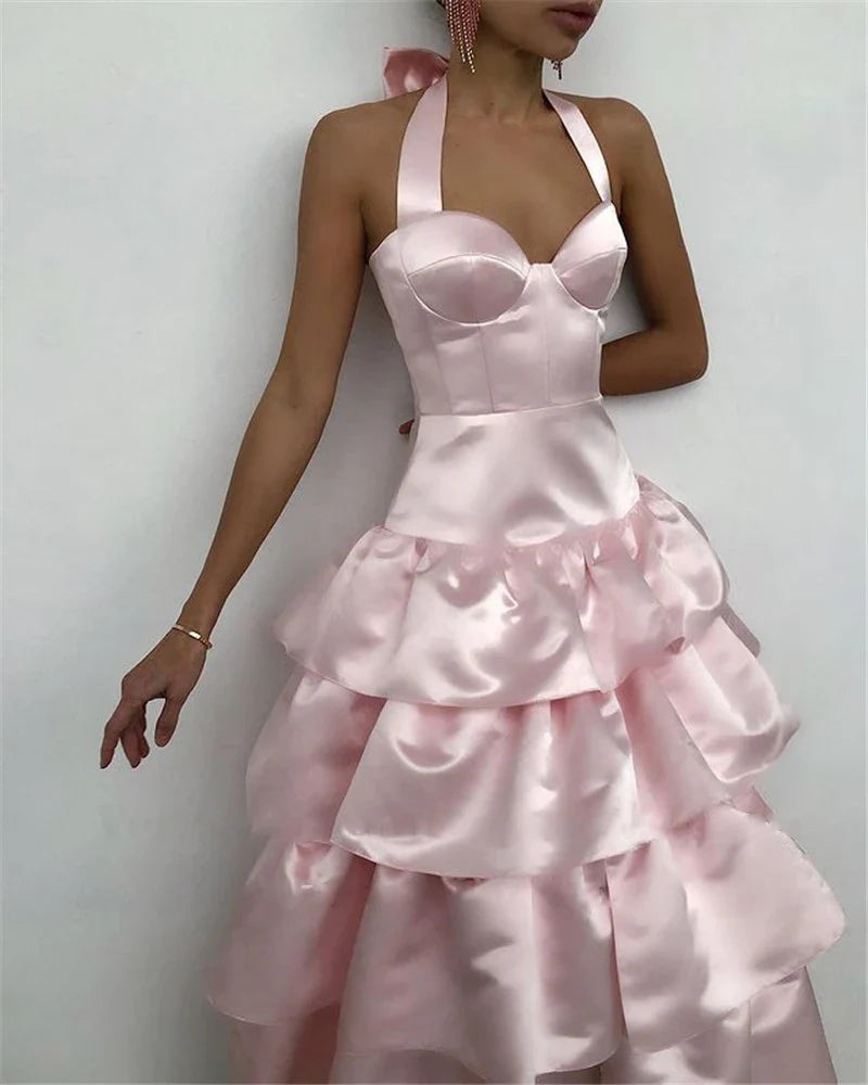 Pink Strapless Satin Ankle Length Party Dress Evening Gown Elegant Formal Sleeveless Satin Prom Dress Homecoming Dress Party Dress nv2032