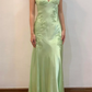 Green/Purple/Pink vintage V neck exquisite embroidery applique long satin elegant party dress evening gown prom dress nv2045