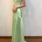 Green/Purple/Pink vintage V neck exquisite embroidery applique long satin elegant party dress evening gown prom dress nv2045