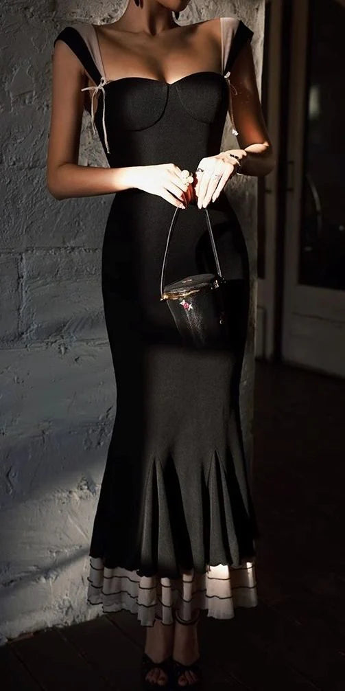 Black sweetheart mermaid long prom dress sweet formal party dress graduation dress evening dress nv1859