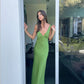 Green V Neck Halter Elegant Long Party Dress Evening Gown Prom Dress nv1984