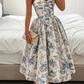 Blue floral off-the-shoulder fashion short satin homecoming dress birthday party dress nv5280