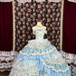 Blue floral princess long tulle ball gown evening dress quinceanera dress nv4651