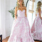 Pink Fashion Elegant Floral Long Satin Ball Gown Evening Dress nv3624
