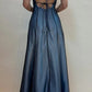 Blue Fashion Gradient Exquisite Beading Spaghetti Strap Long tulle Ball Gown Evening Gown Party Dress nv3723