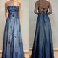 Blue Vintage Gorgeous Gradient Delicate Beaded Long Tulle Satin Imperial Dress Ball Gown Evening Gown Party Dress Prom Gown nv4032