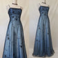Blue Vintage Gorgeous Gradient Delicate Beaded Long Tulle Satin Imperial Dress Ball Gown Evening Gown Party Dress Prom Gown nv4032