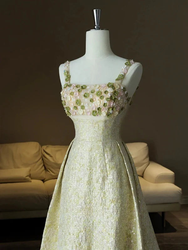 Colorful Gorgeous Elegant Sweet Delicate Beaded Spaghetti Strap A-Line Satin Sequin Long prom dress Evening Dress nv3753