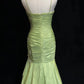 Grünes Vintage Sweetheart Neck Mermaid Spaghettiträger Satin Perlen Pailletten Langes Ballkleid Abendkleid nv4167