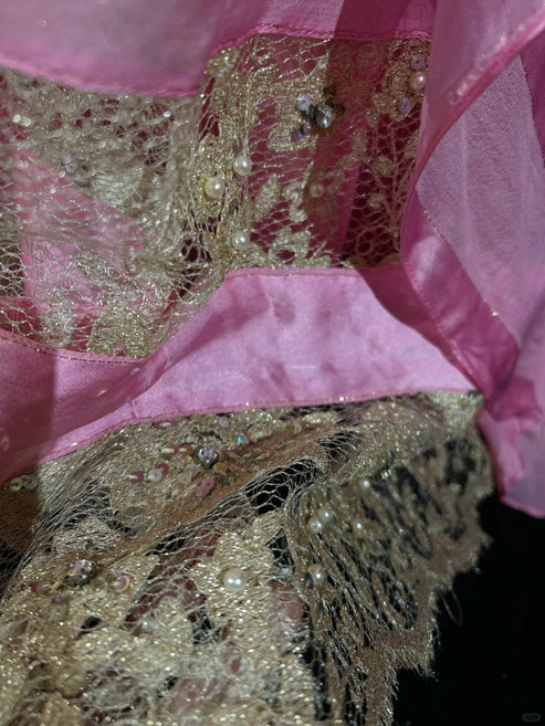 Rosa Mode Rüschen Meerjungfrau Satin Perlen Lange Ballkleid Abendkleid Schöne Braut Hochzeit Kleid nv4291