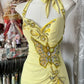 Yellow Elegant Fashion Halter Neck Exquisite Beaded Sequins Rhinestone Long chiffon Mermaid Slim Prom Dress Birthday Dress Party Dress Evening Dress nv3880