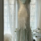 Robe de soirée sirène en mousseline de soie, élégante et tendance, vert menthe, bretelles spaghetti, notes délicates, longue, à volants, robe de bal, robe de soirée, robe de bal, robe de remise de diplôme, nv4034