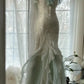 Robe de soirée sirène en mousseline de soie, élégante et tendance, vert menthe, bretelles spaghetti, notes délicates, longue, à volants, robe de bal, robe de soirée, robe de bal, robe de remise de diplôme, nv4034