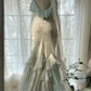 Robe de soirée sirène en mousseline de soie, élégante et tendance, vert menthe, bretelles spaghetti, notes délicates, longue, à volants, robe de bal, robe de soirée, robe de bal, robe de remise de diplôme, nv4034