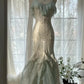 Robe de soirée sirène en mousseline de soie, élégante et tendance, vert menthe, bretelles spaghetti, notes délicates, longue, à volants, robe de bal, robe de soirée, robe de bal, robe de remise de diplôme, nv4034