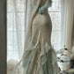 Robe de soirée sirène en mousseline de soie, élégante et tendance, vert menthe, bretelles spaghetti, notes délicates, longue, à volants, robe de bal, robe de soirée, robe de bal, robe de remise de diplôme, nv4034
