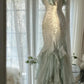 Robe de soirée sirène en mousseline de soie, élégante et tendance, vert menthe, bretelles spaghetti, notes délicates, longue, à volants, robe de bal, robe de soirée, robe de bal, robe de remise de diplôme, nv4034