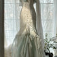 Robe de soirée sirène en mousseline de soie, élégante et tendance, vert menthe, bretelles spaghetti, notes délicates, longue, à volants, robe de bal, robe de soirée, robe de bal, robe de remise de diplôme, nv4034