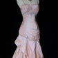 Pink Beautiful Mermaid Long Evening Dress Spaghetti Straps Satin Ruffled Ball Gown Beaded nv4290