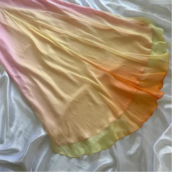 Colorful Spaghetti Strap Long Chiffon Party Dress Ball Gown nv4342