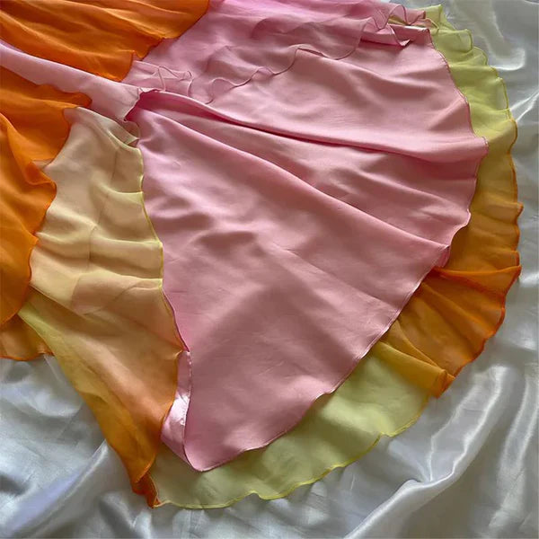 Colorful Spaghetti Strap Long Chiffon Party Dress Ball Gown nv4342