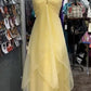 Yellow chiffon cocktail dress halterneck sleeveless party dress prom dress evening gown nv4168