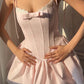 Pink Homecoming Dress Sweet Spaghetti Strap A-Line Short Satin Ball Gown nv4267