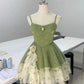 Green/Burgundy Homecoming Dress Spaghetti Strap A-Line Short Tulle Ball Gown nv4265