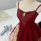 Green/Burgundy Homecoming Dress Spaghetti Strap A-Line Short Tulle Ball Gown nv4265