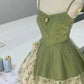 Green/Burgundy Homecoming Dress Spaghetti Strap A-Line Short Tulle Ball Gown nv4265