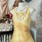 Robe de soirée jaune, col rond, coupe trapèze, longue, en tulle, robe de bal, nv4297