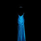 Blue Beaded Backless Long Satin Ball Gown Evening Gown Graduation Gown nv4402
