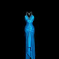 Blue Beaded Backless Long Satin Ball Gown Evening Gown Graduation Gown nv4402
